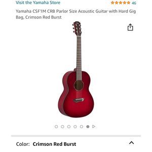 Yamaha CSF1M CRB Parlor Size Acoustic Guitar with Hard GigBag,in Crimson Red Bur